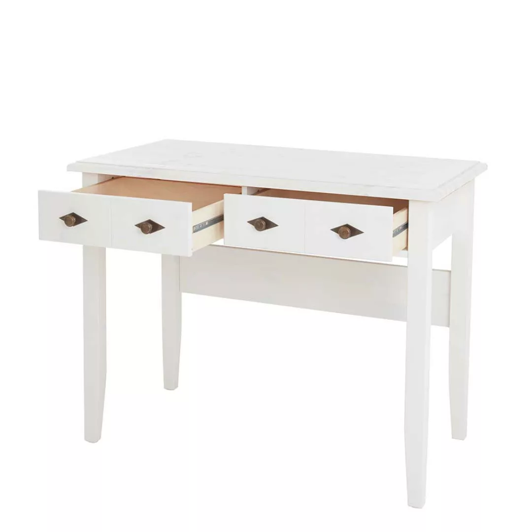 Schreibtisch mit Schubladen im Landhausstil weiß lackiert günstig online kaufen