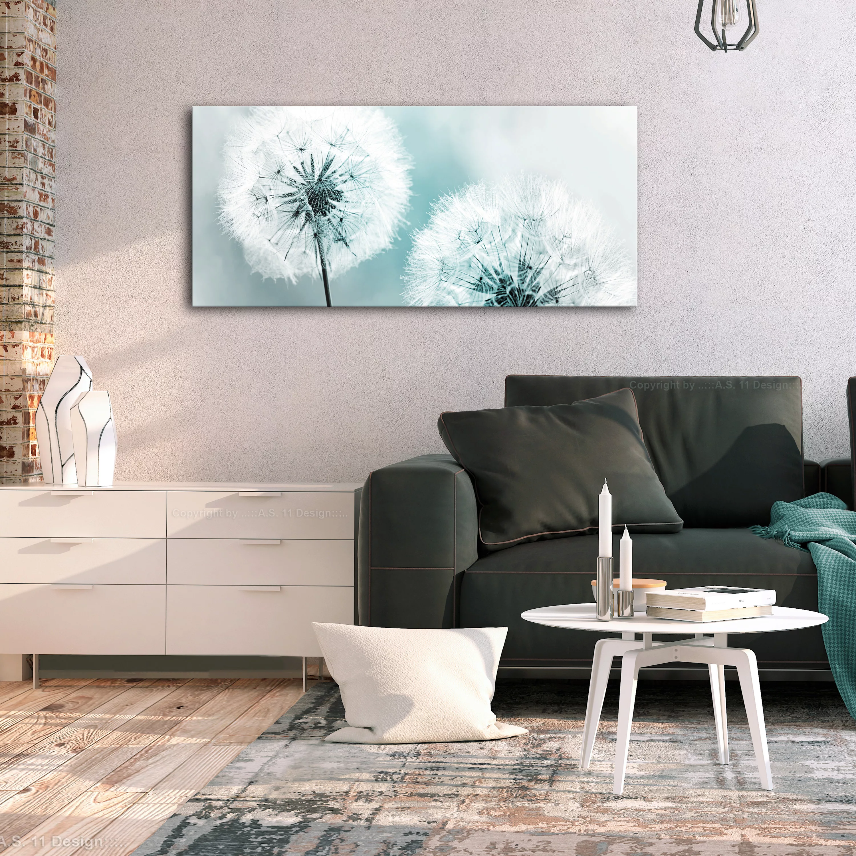 Wandbild - Fluffy Dandelions (1 Part) Blue Wide günstig online kaufen