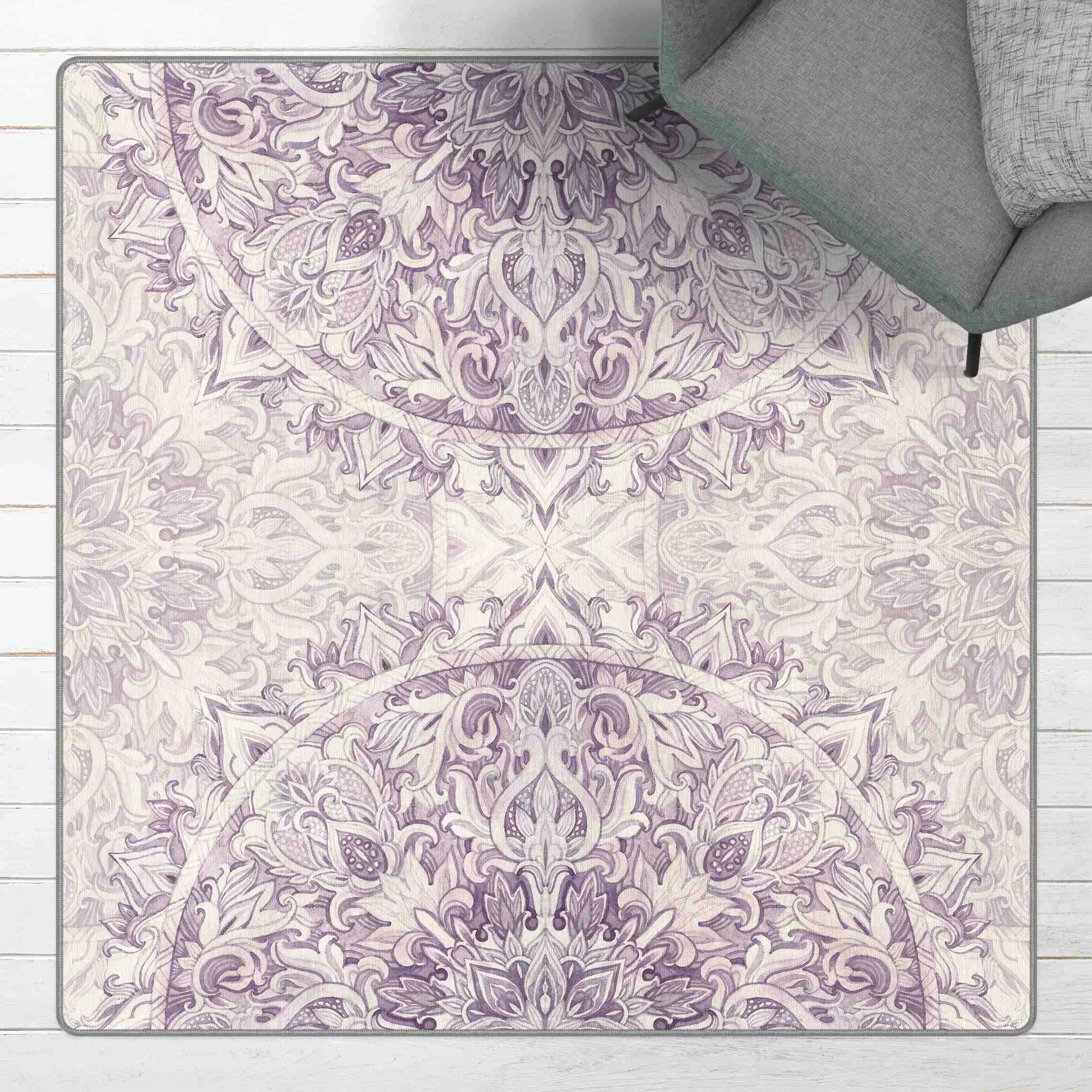 Teppich Mandala Aquarell Ornament violett günstig online kaufen