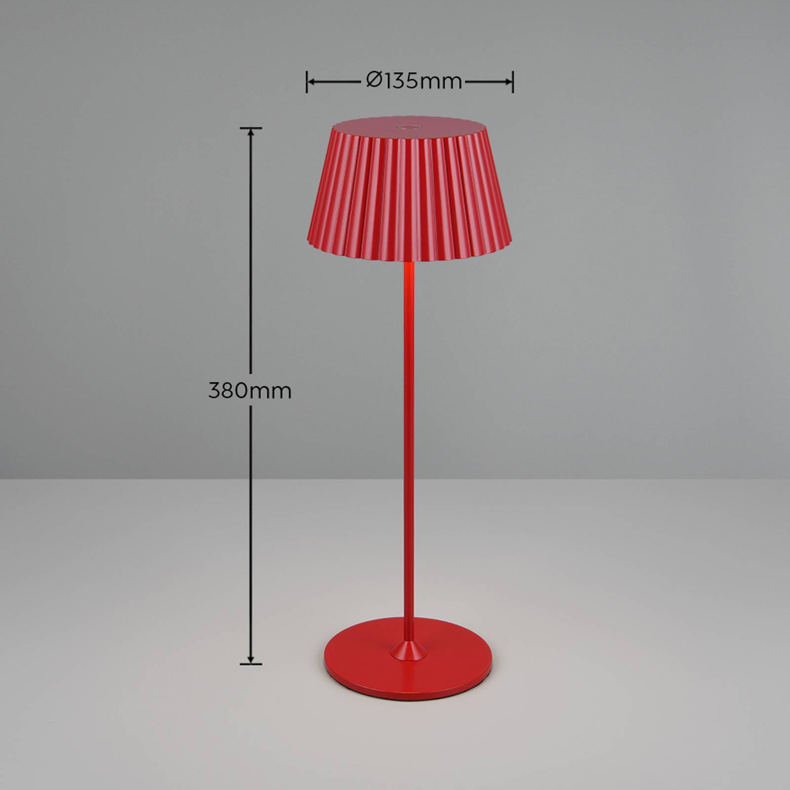 LED-Akku-Tischlampe Suarez, rot, Höhe 39 cm, Metall, dimmbar günstig online kaufen