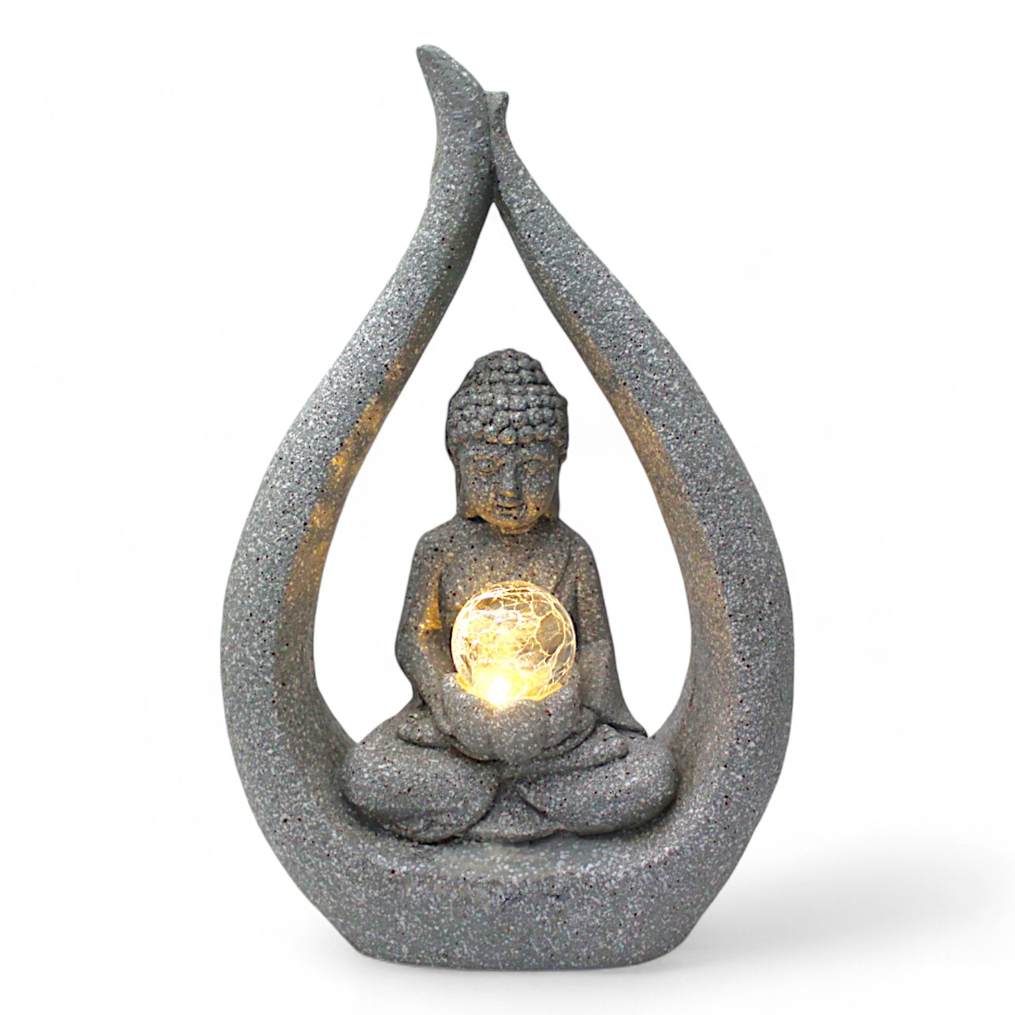 Arnusa Gartenfigur Solarleuchte Buddha Granit-Optik 46 günstig online kaufen