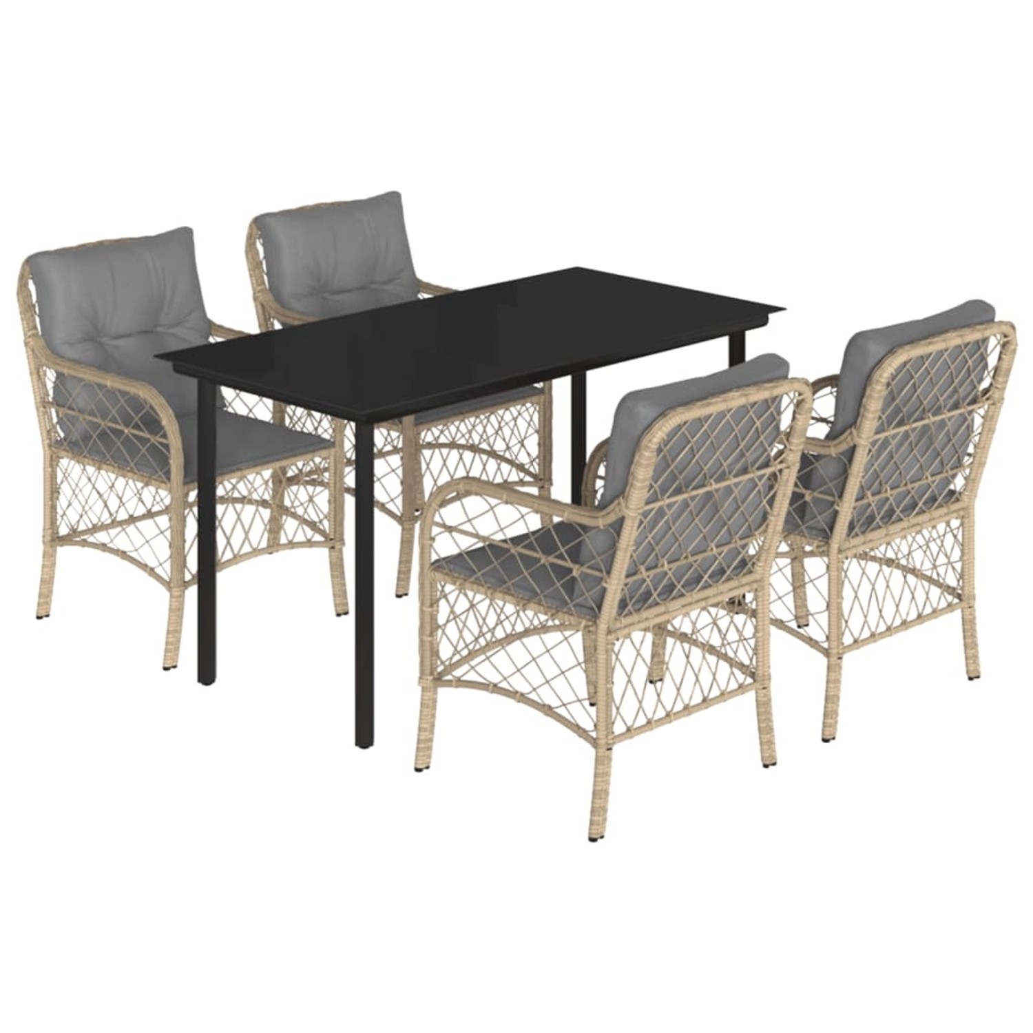 vidaXL 5-Tlg Garten-Essgruppe mit Kissen Beigemischung Poly Rattan 3212161 günstig online kaufen