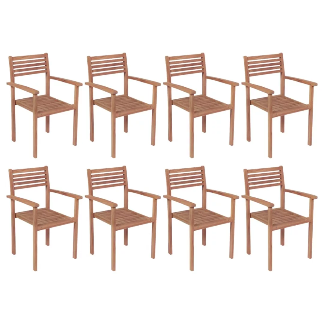 Stapelbare Gartenstühle 8 Stk. Massivholz Teak günstig online kaufen