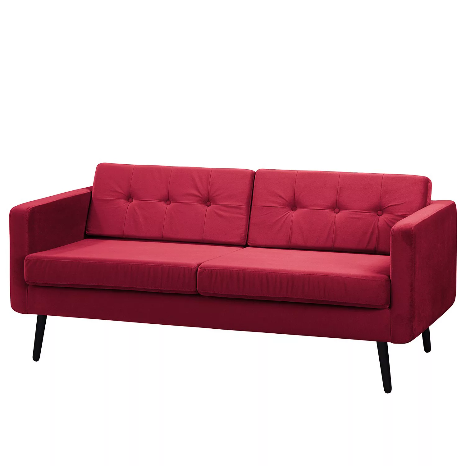 home24 Jack & Alice Sofa Croom VI 3-Sitzer Rot Samt 184x86x84 cm günstig online kaufen