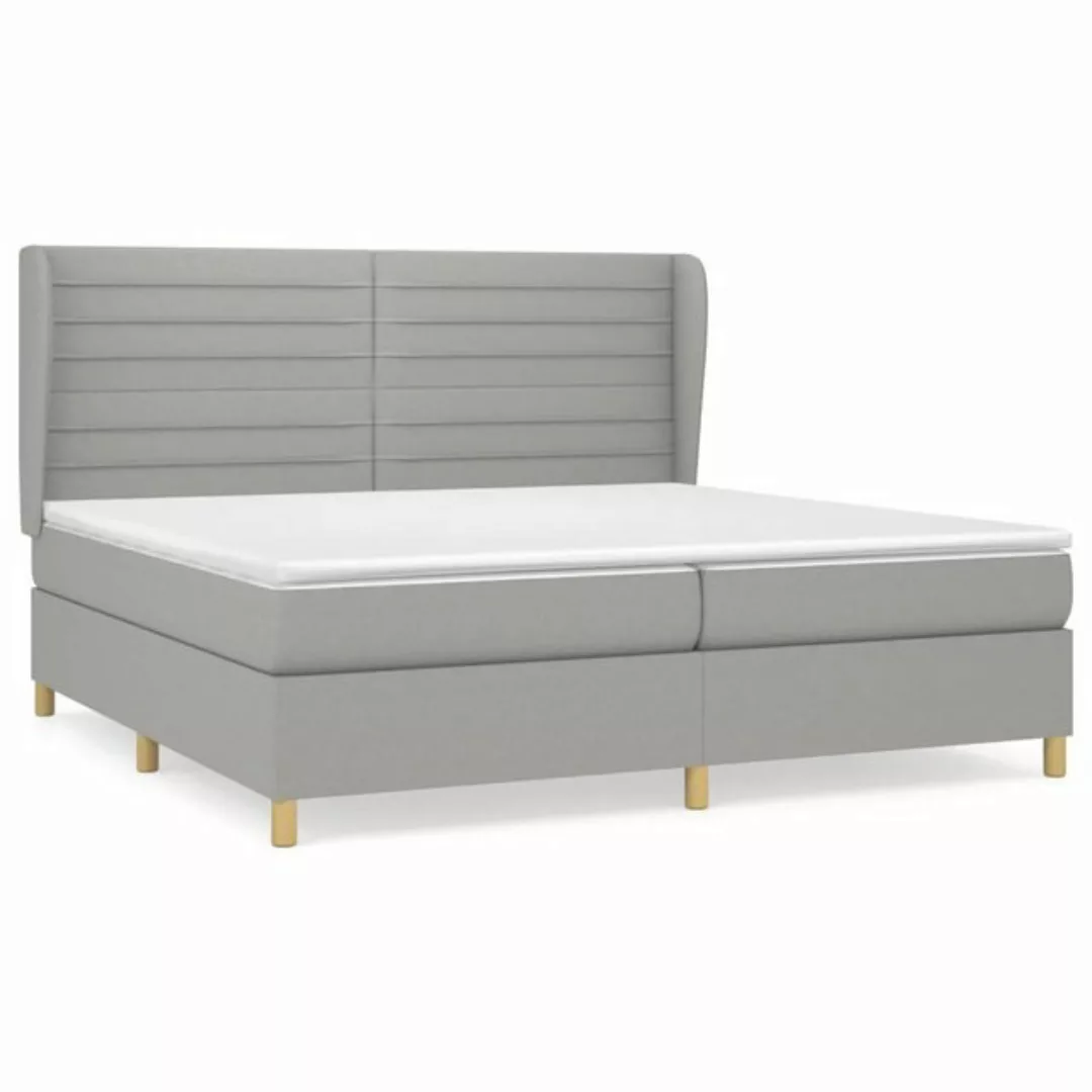 furnicato Bettgestell Boxspringbett mit Matratze Hellgrau 200x200 cm Stoff günstig online kaufen