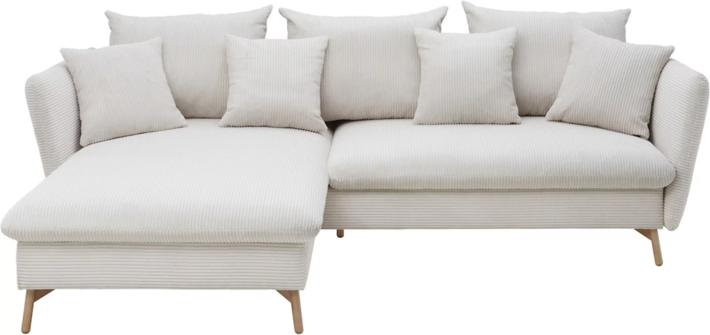 andas Ecksofa »MERLE, 258 cm, L-Form, traumhafter Cord,«, mit Bettfunktion günstig online kaufen