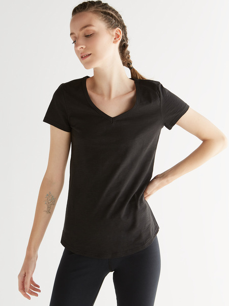 Albero Damen Flammé V-neck-shirt Bio-baumwolle günstig online kaufen