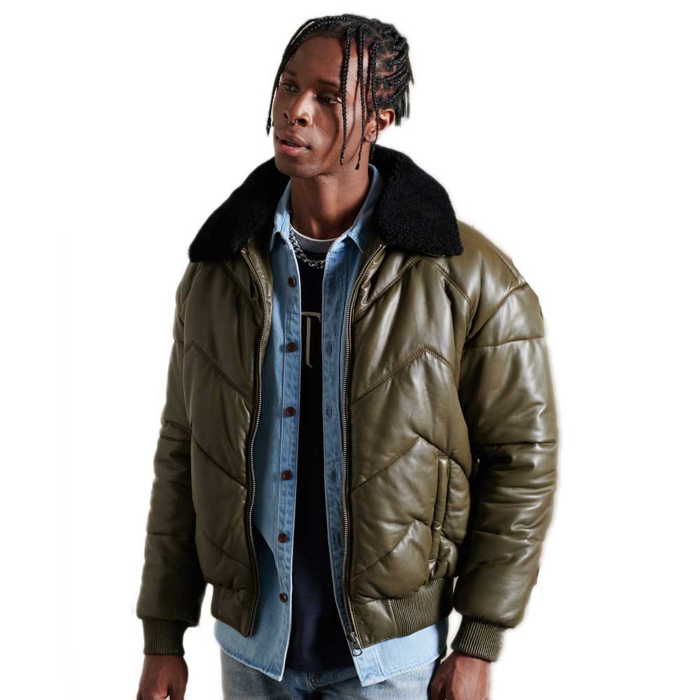 Superdry Heritage Daunenjacke Aus Leder M Surplus Goods Olive günstig online kaufen