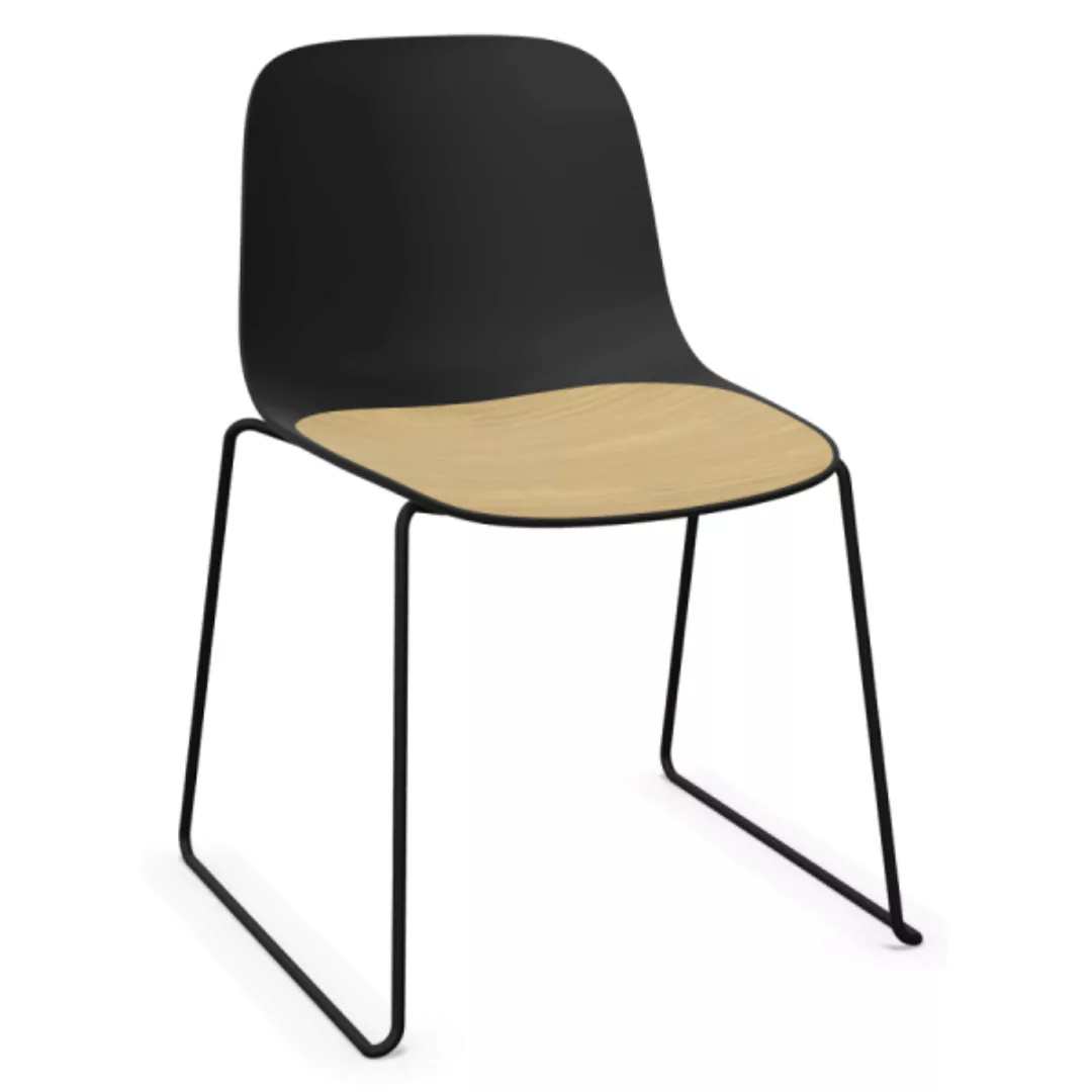 lapalma SEELA S310 | Kufenstuhl | Schale schwarz | Holzsitzfläche | Gestell günstig online kaufen