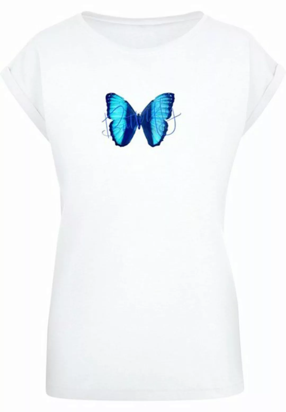 Merchcode T-Shirt Merchcode Damen Ladies Butterfly Blue Extended Shoulder T günstig online kaufen