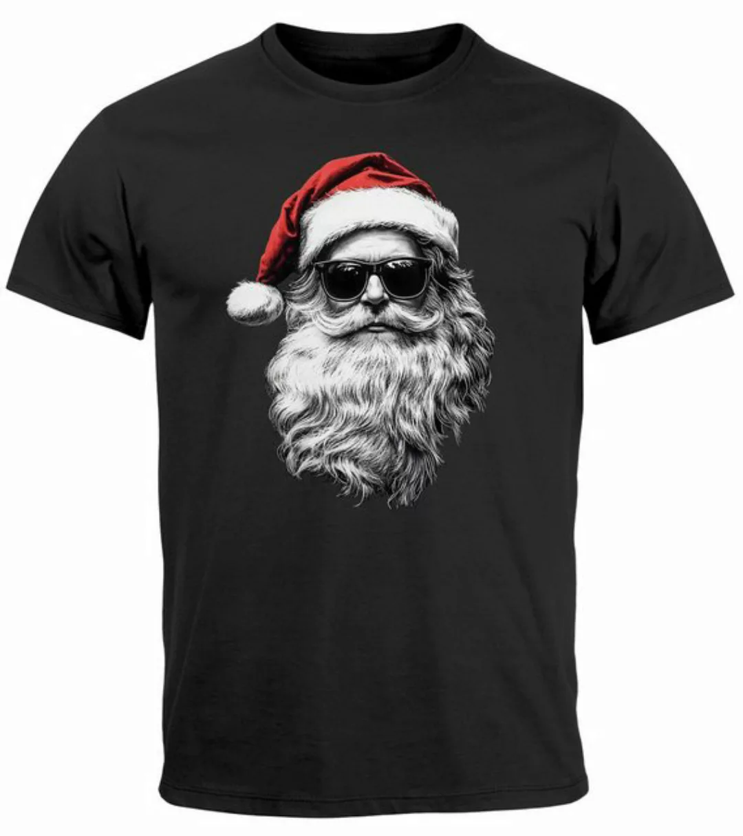 MoonWorks Print-Shirt Herren T-Shirt Weihnachten Aufdruck Cooler Santa Weih günstig online kaufen