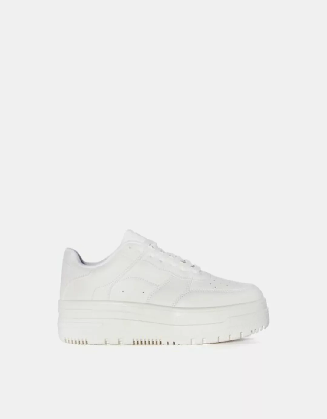 Bershka Unifarbene Plateau-Sneaker Bskteen 38 Weiss günstig online kaufen