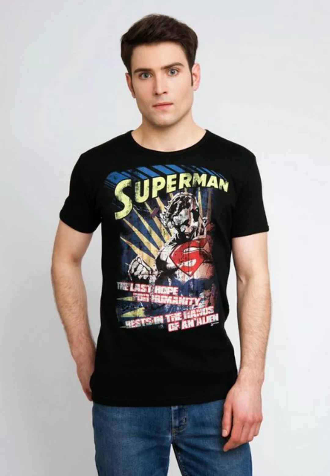 LOGOSHIRT T-Shirt Superman mit coolem Retro-Motiv günstig online kaufen