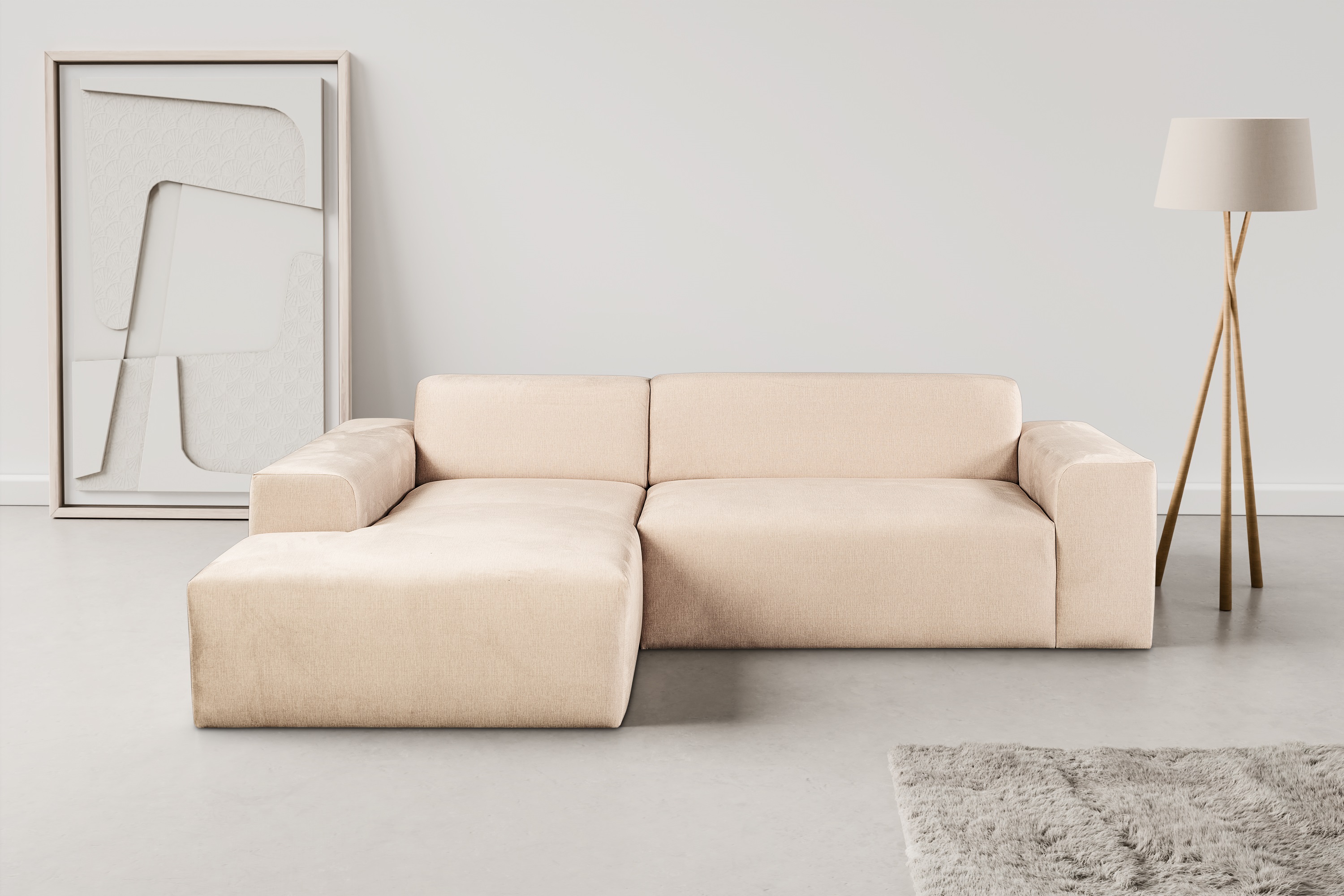 WERK2 Ecksofa "Zeus-L modern und zeitlos, Breite 253cm, bequemes Sofa", Cur günstig online kaufen