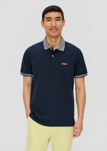 s.Oliver Kurzarmshirt Poloshirt mit Kontrast-Details Logo günstig online kaufen