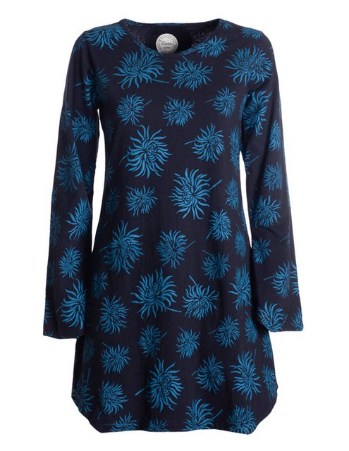 Vishes Tunikakleid Langarm Damen Blumen-Tunika Shirt-Kleid Glockenärmel Bau günstig online kaufen