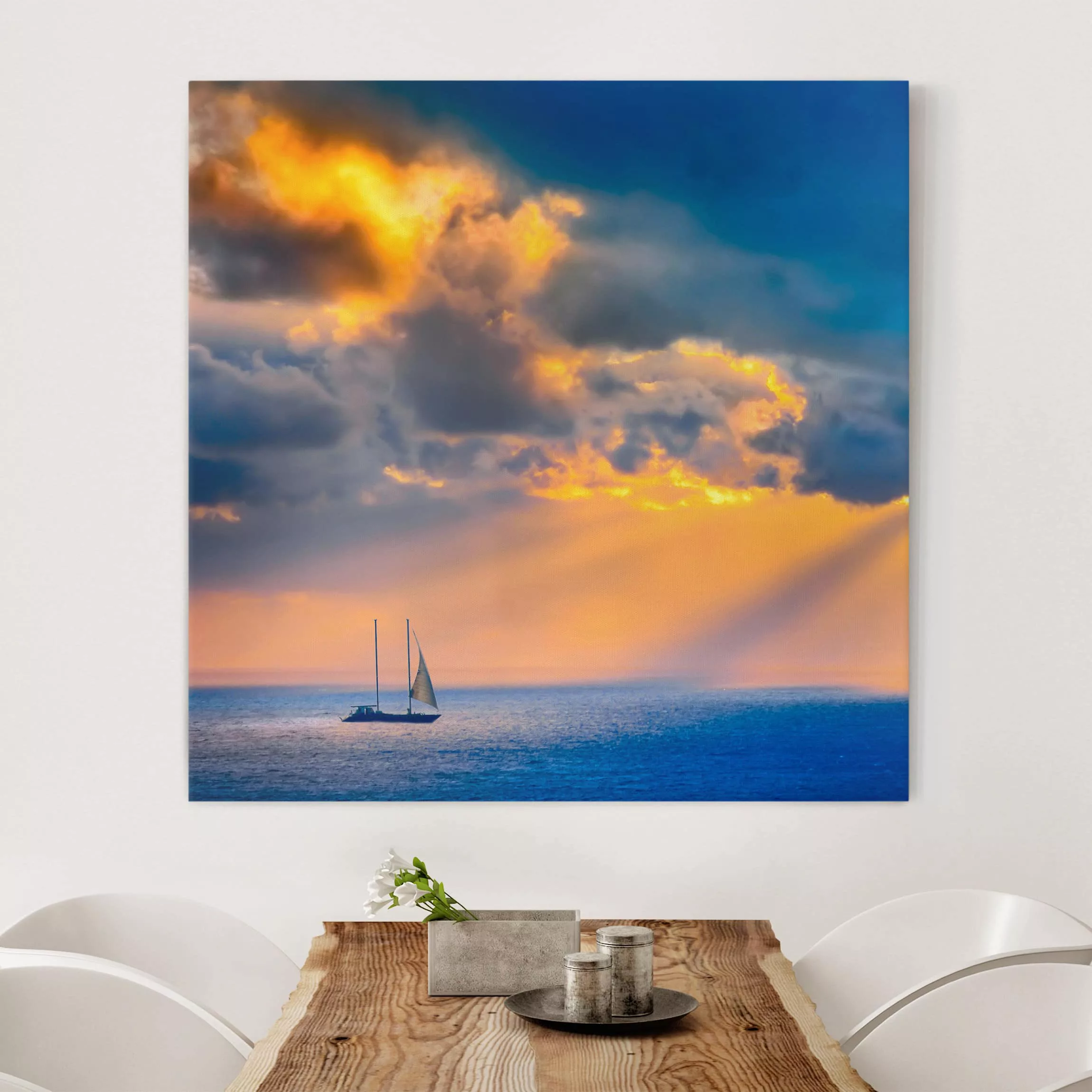 Leinwandbild Strand - Quadrat Sailing the Horizon günstig online kaufen