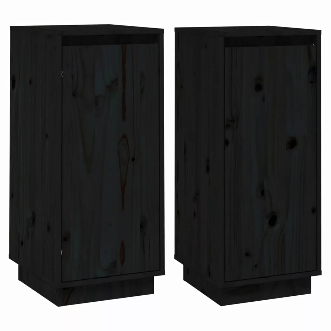 Vidaxl Sideboards 2 Stk. Schwarz 31,5x34x75 Cm Massivholz Kiefer günstig online kaufen