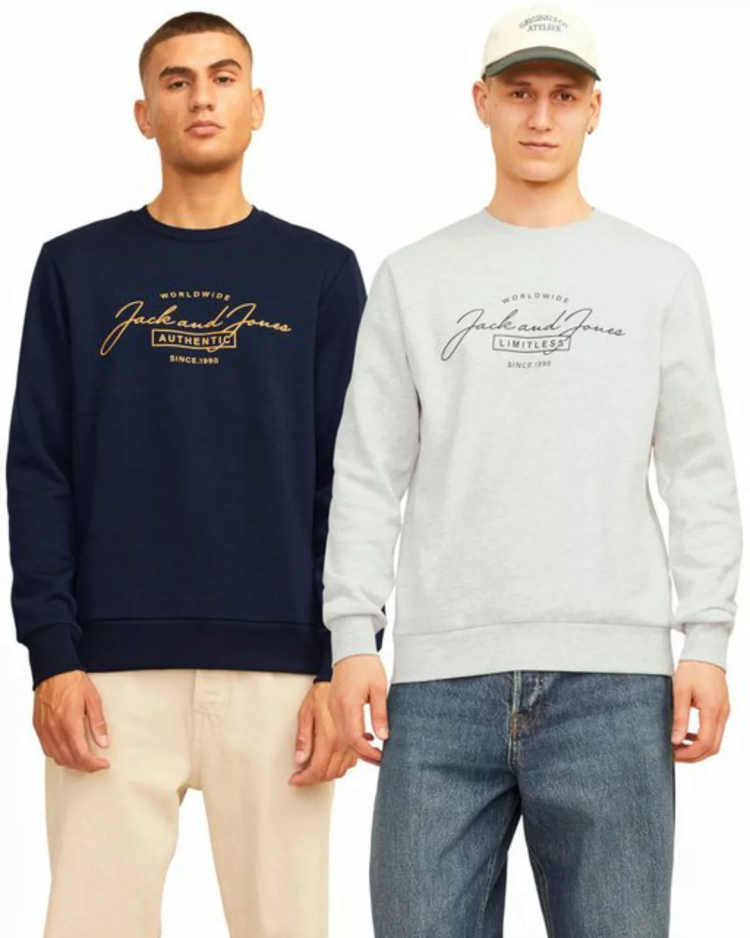 Jack & Jones Sweatshirt (2er-Pack) flauschiger Print Logo Pullover günstig online kaufen