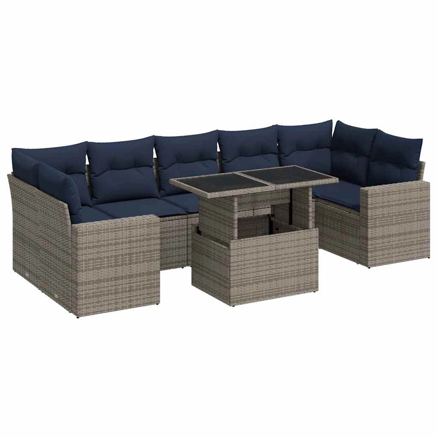 vidaXL 8-Tlg Garten-Sofagarnitur mit Kissen Grau Poly Rattan Akazie 3326282 günstig online kaufen