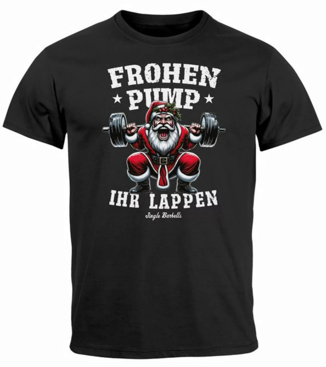 MoonWorks Print-Shirt Herren T-Shirt Weihnachten Fitness-Spruch Lustig Froh günstig online kaufen