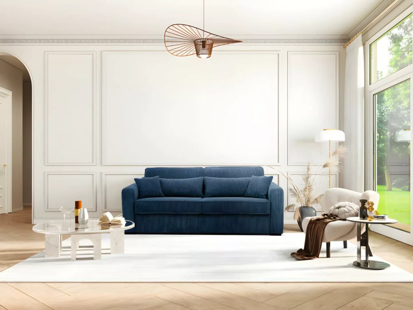 Schlafsofa mit Matratze 4-Sitzer - Liegefläche mit Lattenrost mit breiten L günstig online kaufen