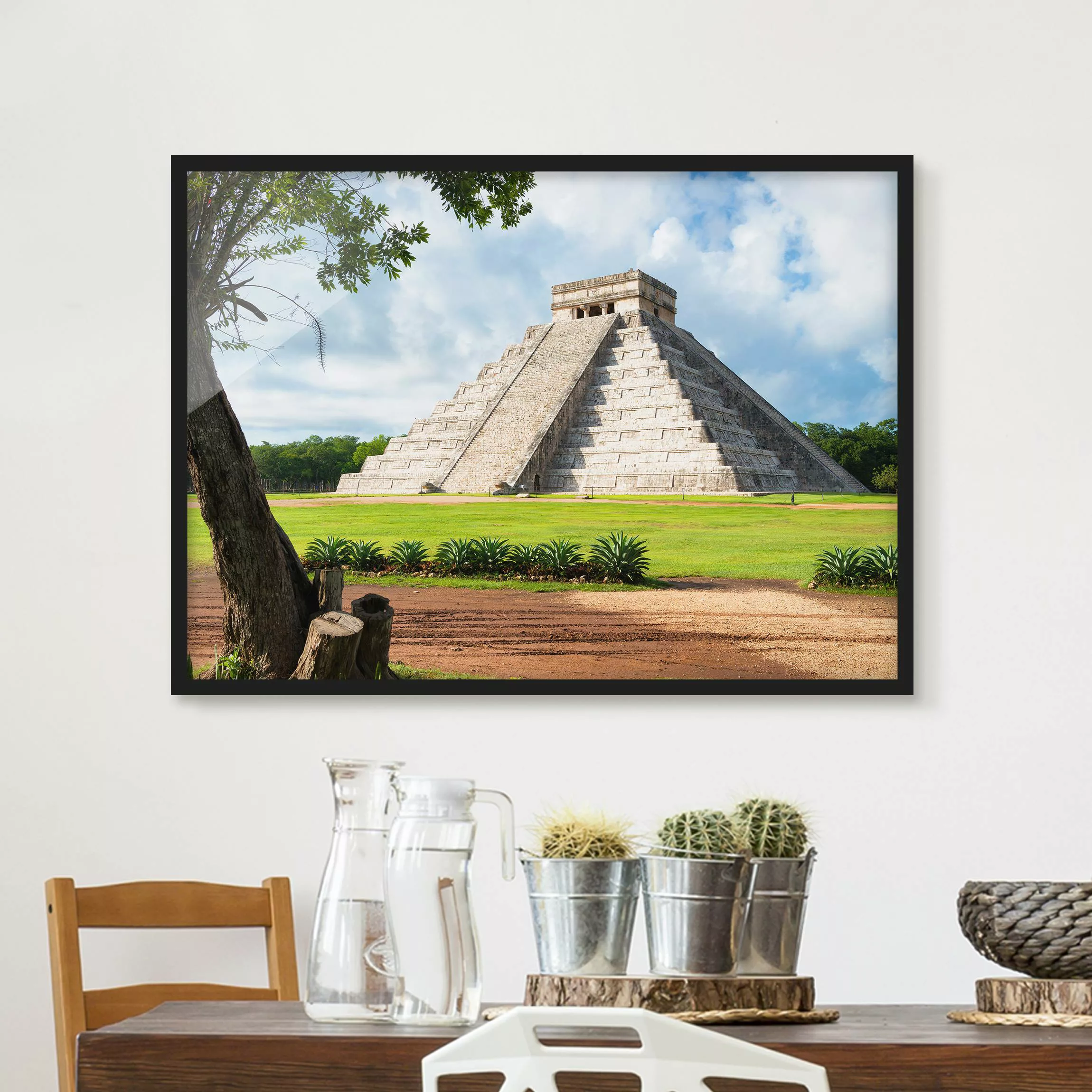 Bild mit Rahmen Natur & Landschaft - Querformat El Castillo Pyramide günstig online kaufen
