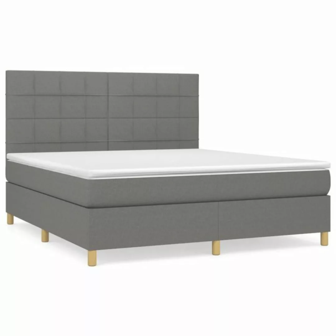 vidaXL Bettgestell Boxspringbett mit Matratze Dunkelgrau 160x200 cm Stoff B günstig online kaufen