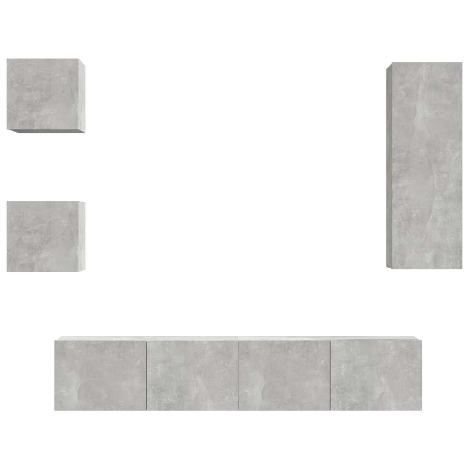 vidaXL 5-tlg. TV-Schrank-Set Betongrau Holzwerkstoff 3 günstig online kaufen