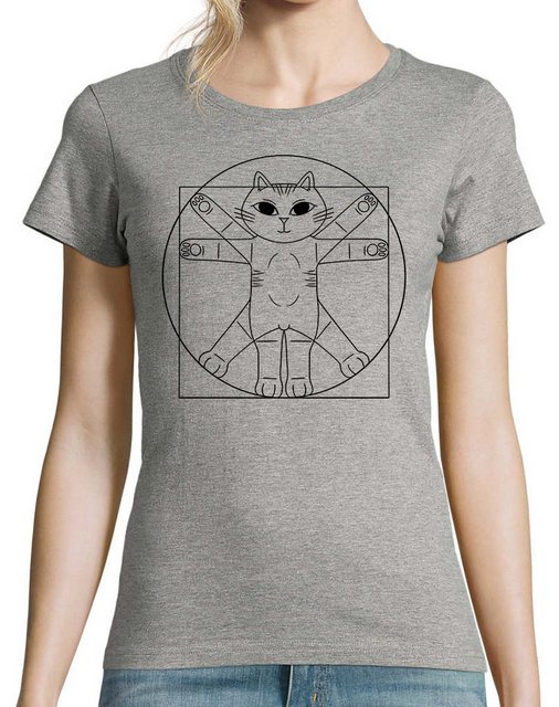 Youth Designz Print-Shirt Da Vinci Katze Damen T-Shirt mit lustigen Logo fü günstig online kaufen