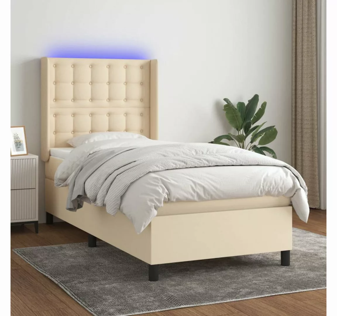 vidaXL Boxspringbett Boxspringbett mit Matratze und LED Stoff (90 x 190 cm, günstig online kaufen