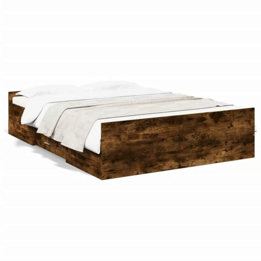 vidaXL Bettgestell, Bettrahmen mit Schubladen Sonoma-Eiche 135x190cm Holzwe günstig online kaufen