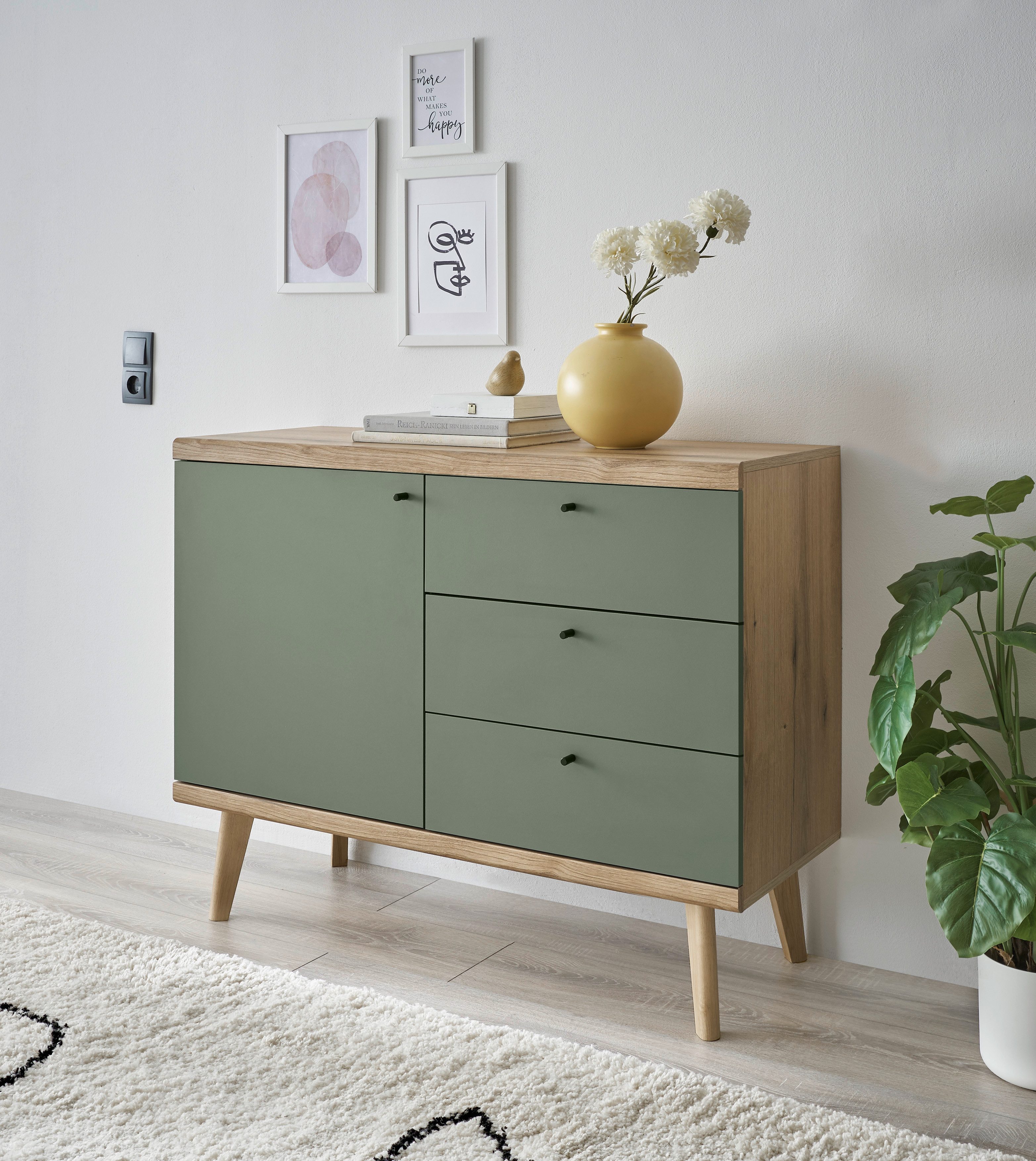 INOSIGN Sideboard "MAVAS", in moderner Trendfarbe, Griffe aus Metall (Schwa günstig online kaufen