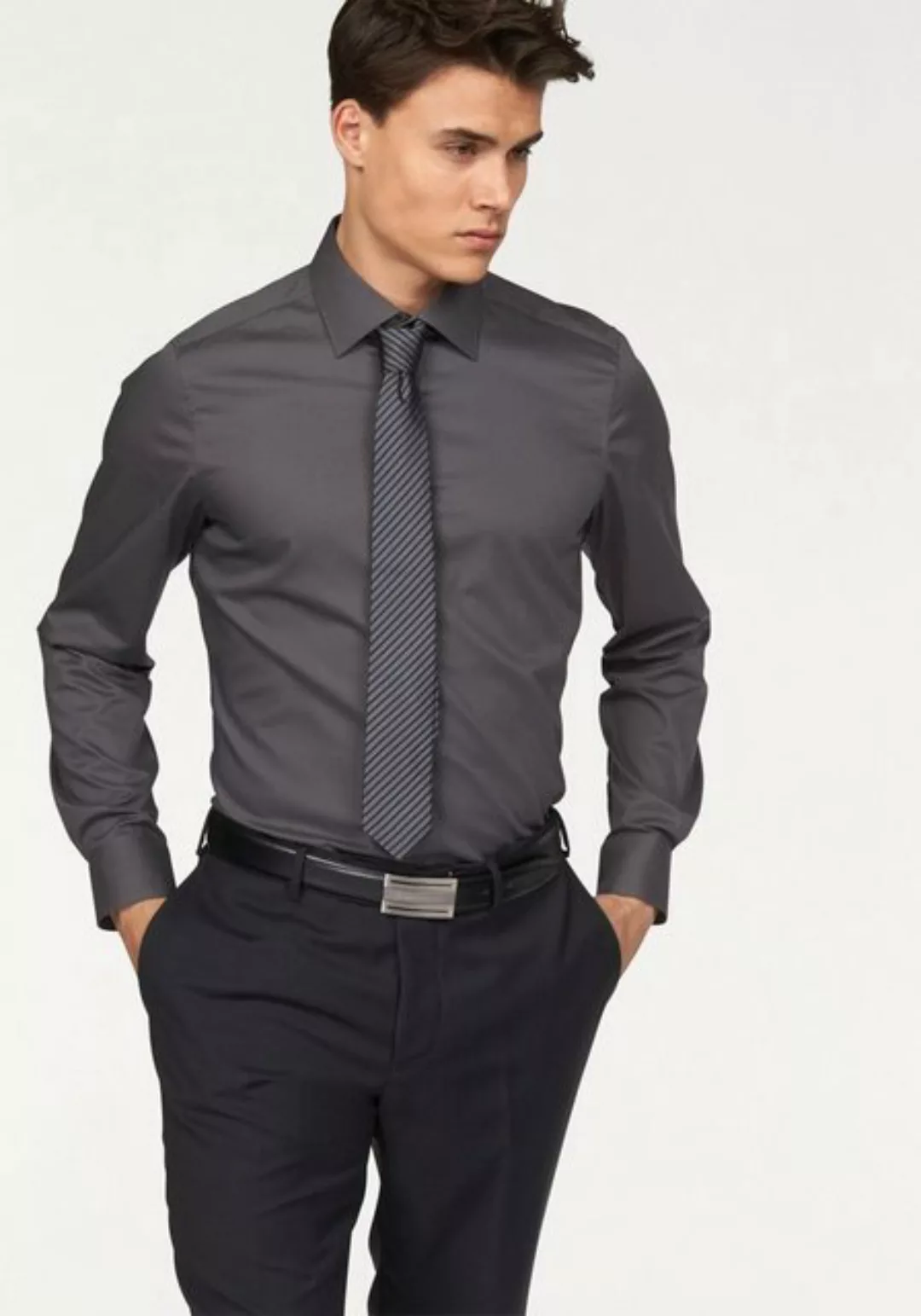 Bruno Banani Langarmhemd Slim-fit Formbeständig durch Elastananteil günstig online kaufen