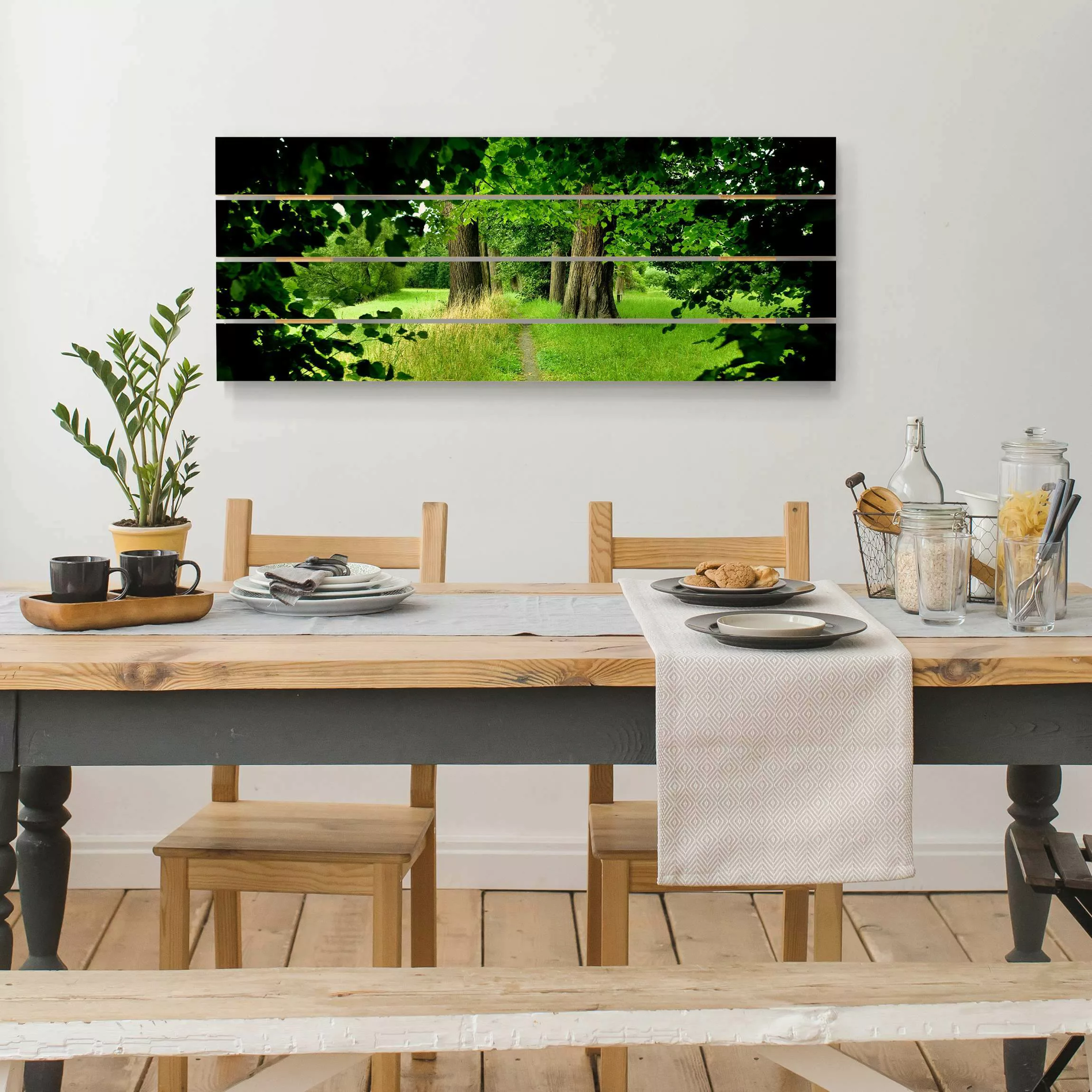 Holzbild Plankenoptik Natur & Landschaft - Panorama Verborgene Lichtung günstig online kaufen