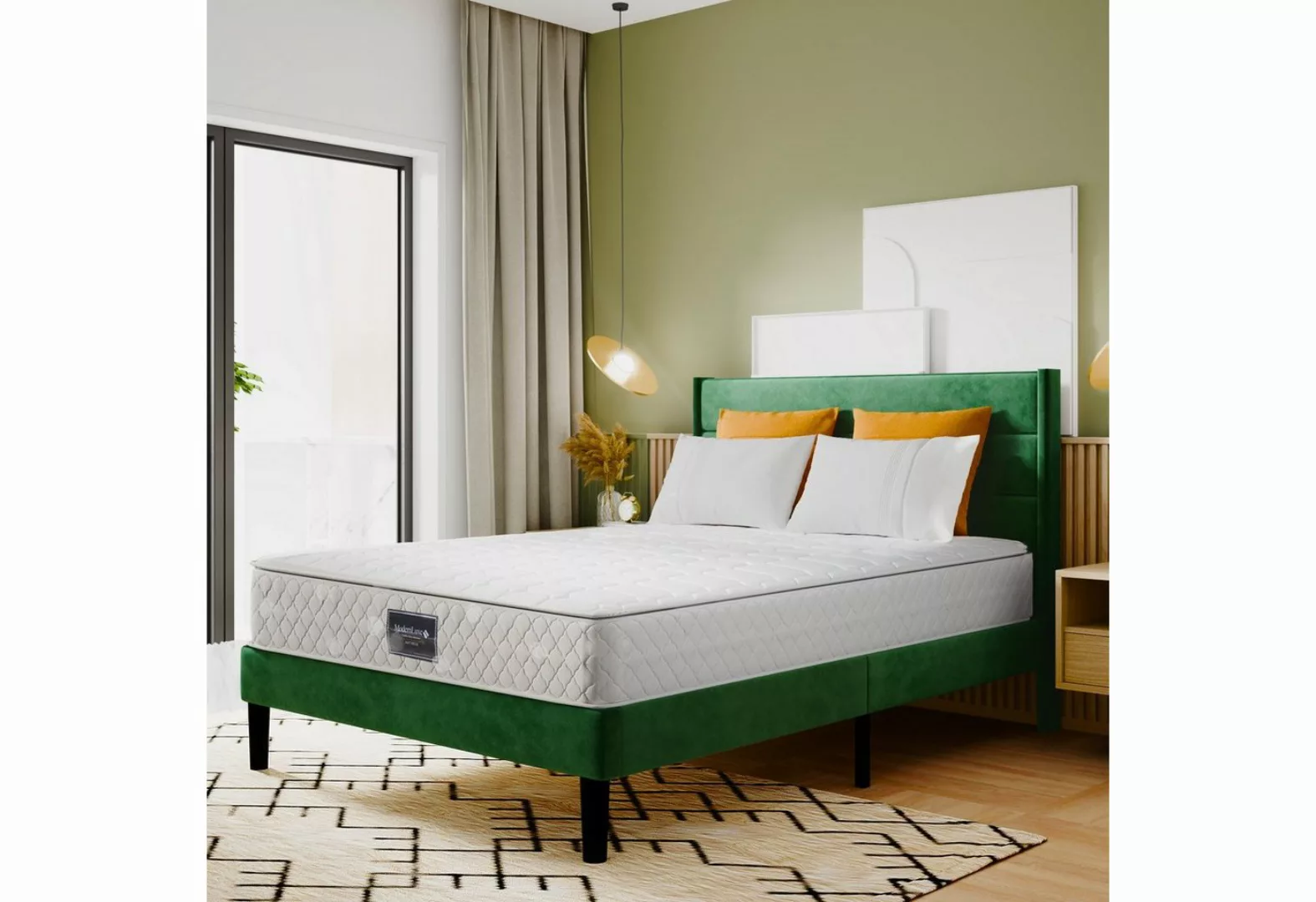 SOFTWEARY Polsterbett (Doppelbett mit Taschenfederkernmatratze, 140x200 cm, günstig online kaufen