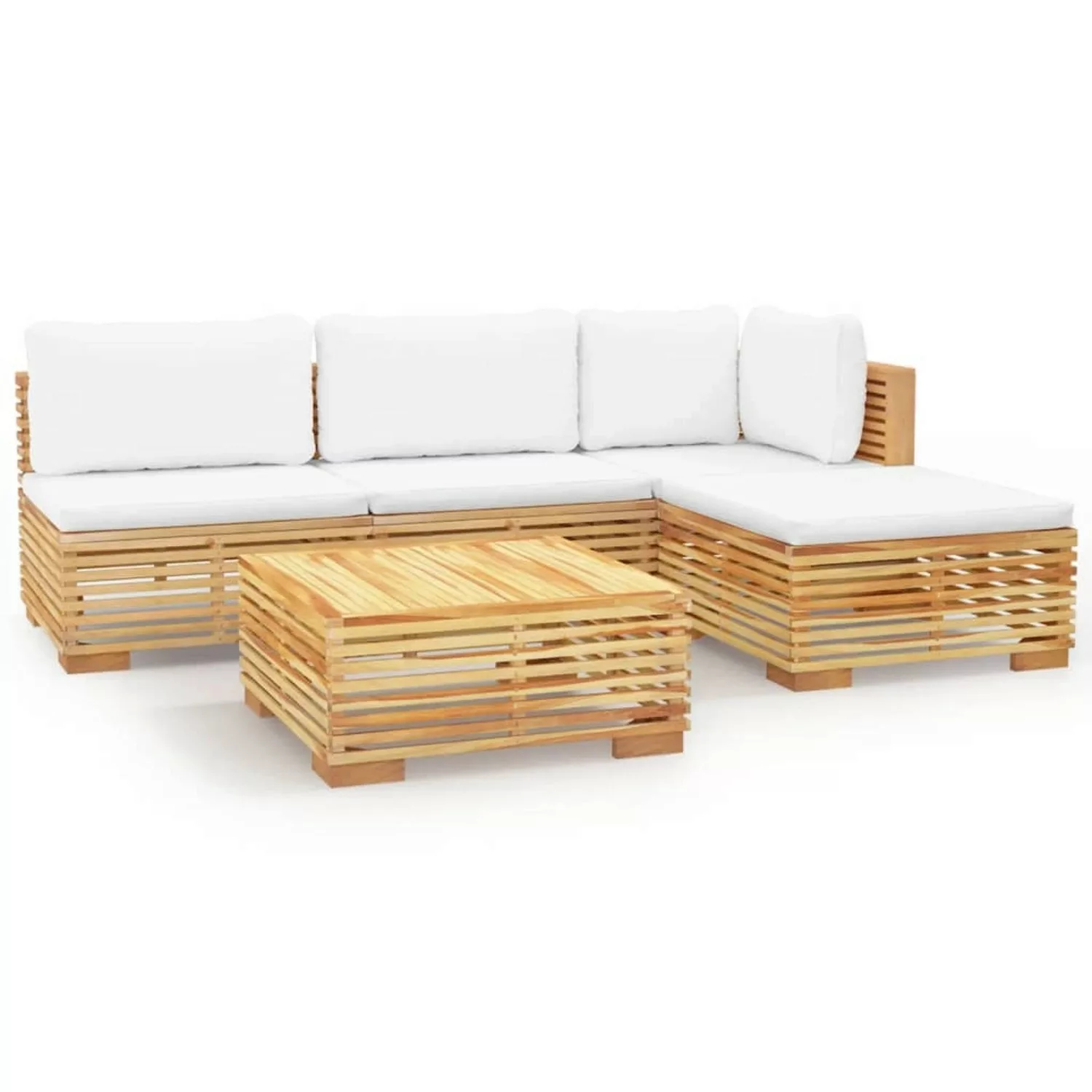 vidaXL 5-tlg Garten-Lounge-Set mit Kissen Massivholz Teak Modell 4 günstig online kaufen