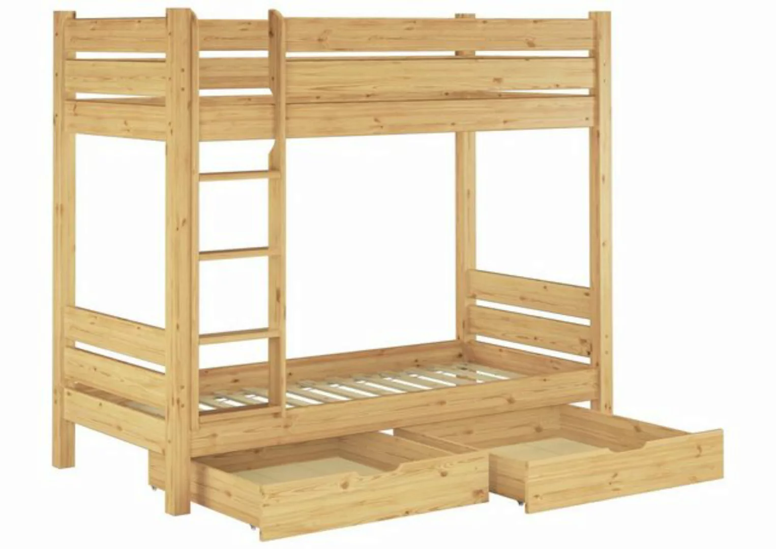 ERST-HOLZ Etagenbett Stockbett Kiefer 100x220 cm, Nische 80 + 2 Rollroste + günstig online kaufen