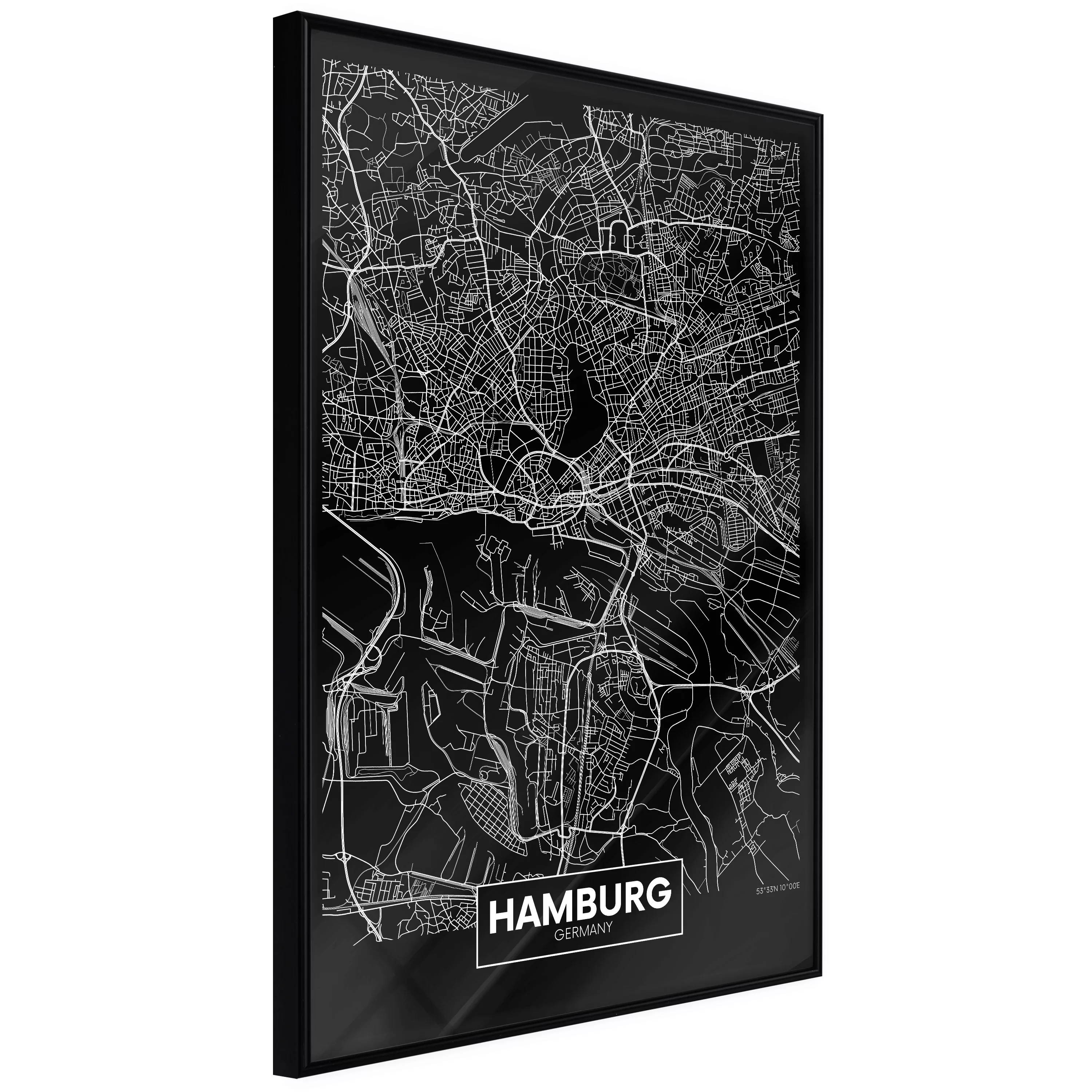 Poster - City Map: Hamburg (dark) günstig online kaufen