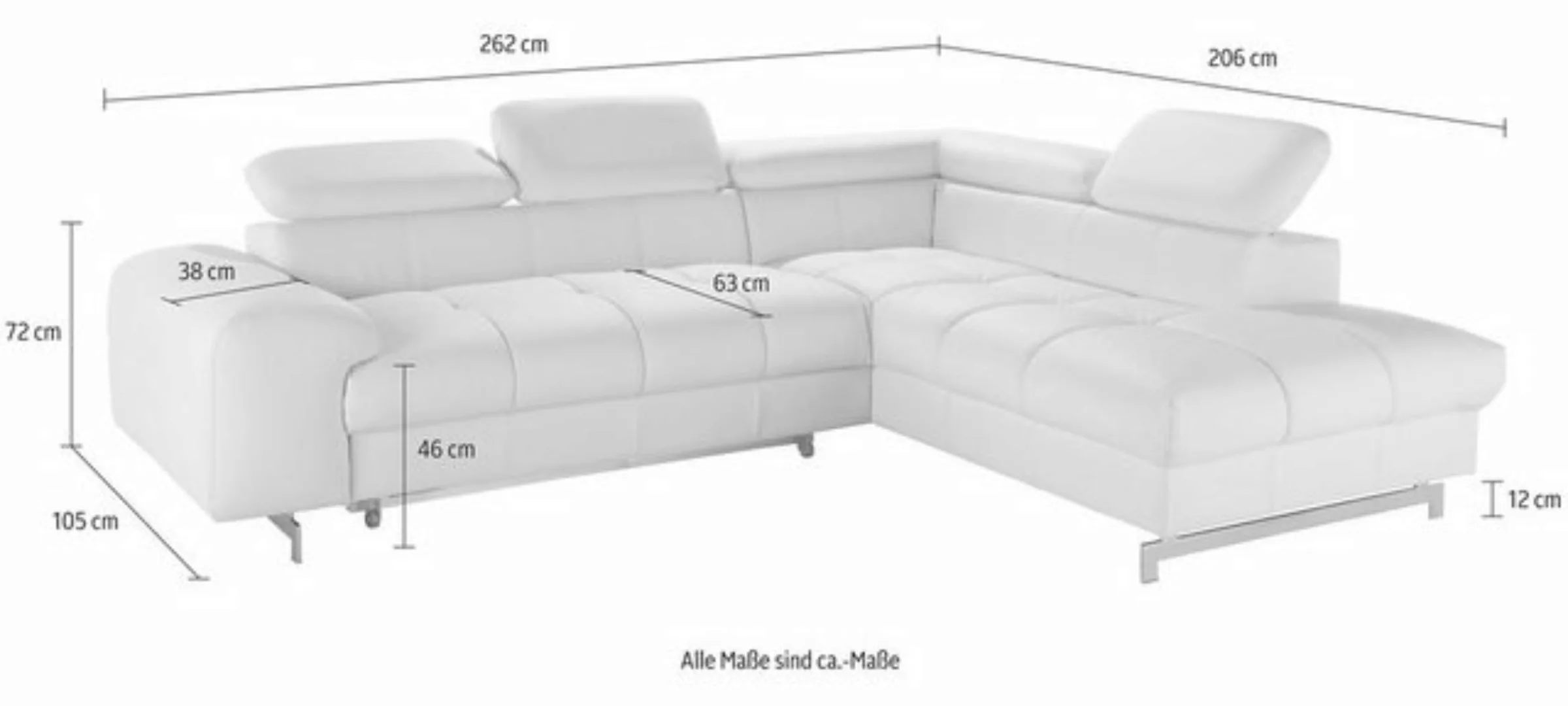 COTTA Ecksofa "Chef L-Form", mit Kopfteilverstellung, wahlweise mit Bettfun günstig online kaufen