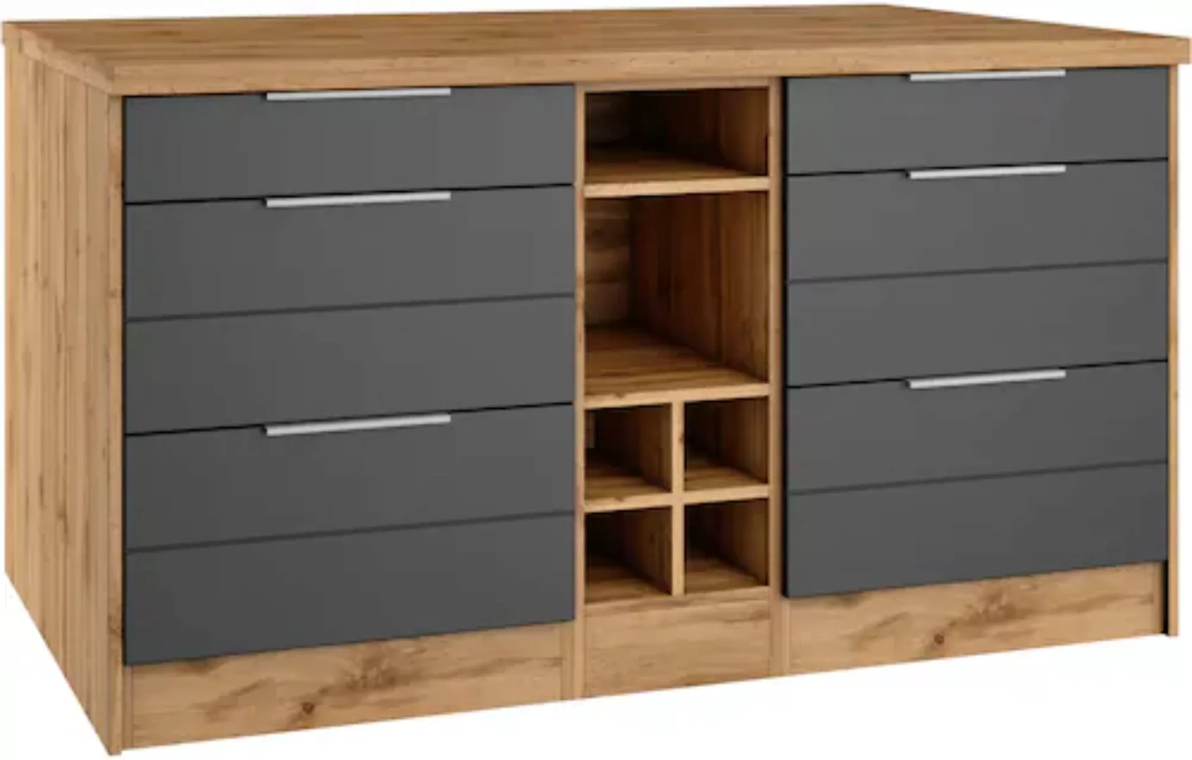 KOCHSTATION Kücheninsel "KS-Luhe, Breite 153 cm, mit Flaschenregal", MDF-Fr günstig online kaufen