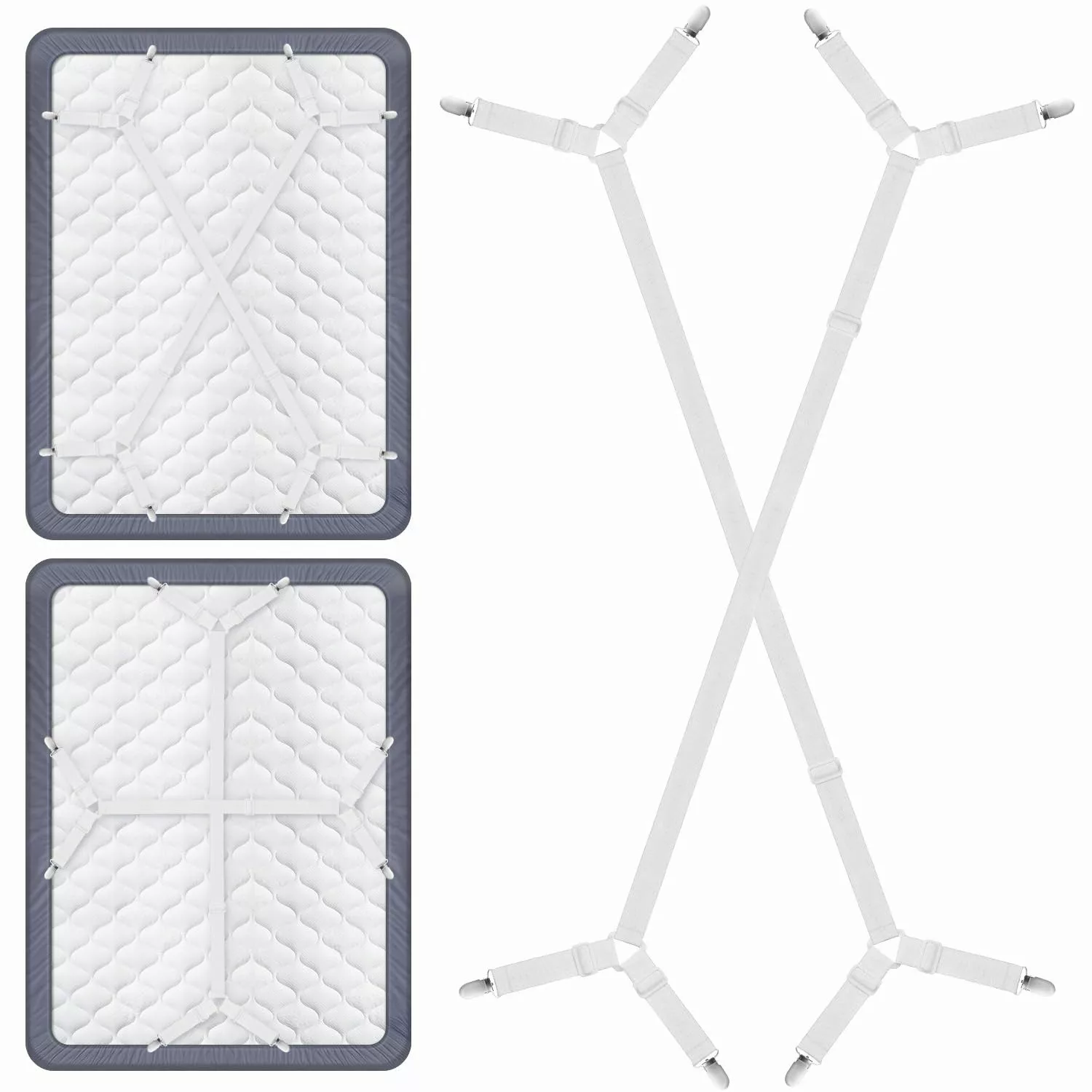 RWEUOQ Spannbettlaken 2Stk Bettlakenspanner Lakenspanner Verstellbar günstig online kaufen