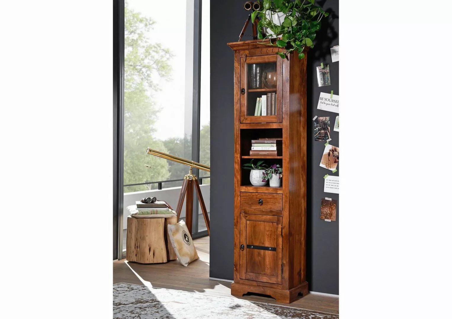 Massivmoebel24 Dreh-/Schwebetürenschrank Hochschrank Akazie 52x36x187 nouga günstig online kaufen