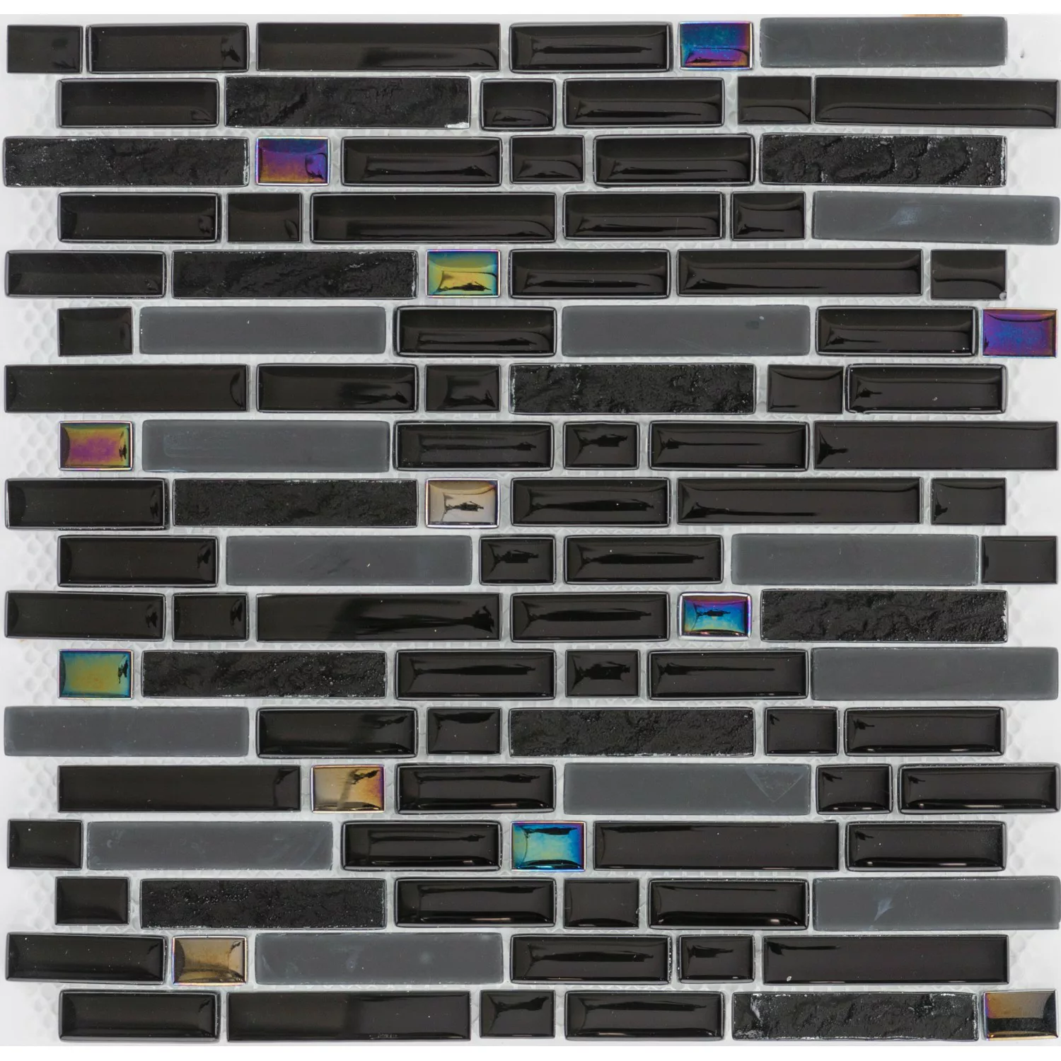 Mosaikmatte Black Rainbow Glas Schwarz 30,6 cm x 31,6 cm günstig online kaufen