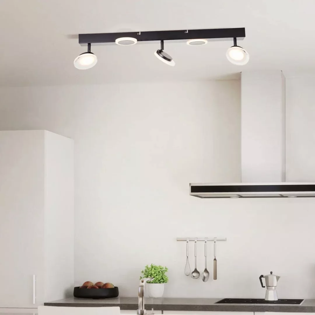 LED Deckenleuchte Meriza in Schwarz 5x 4,4W 2800lm günstig online kaufen
