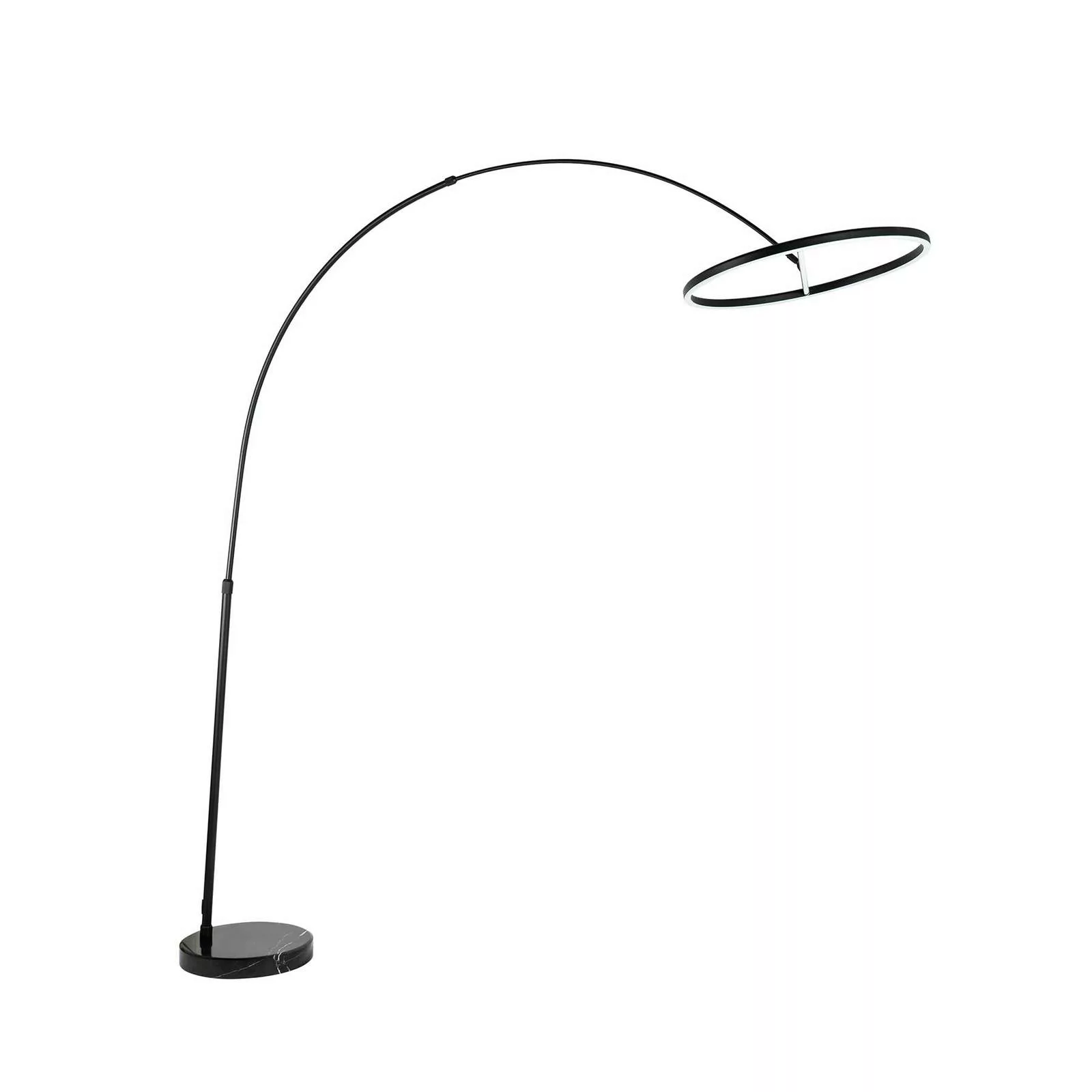 Lucande Virvera LED-Bogenstehlampe, rund, schwarz günstig online kaufen