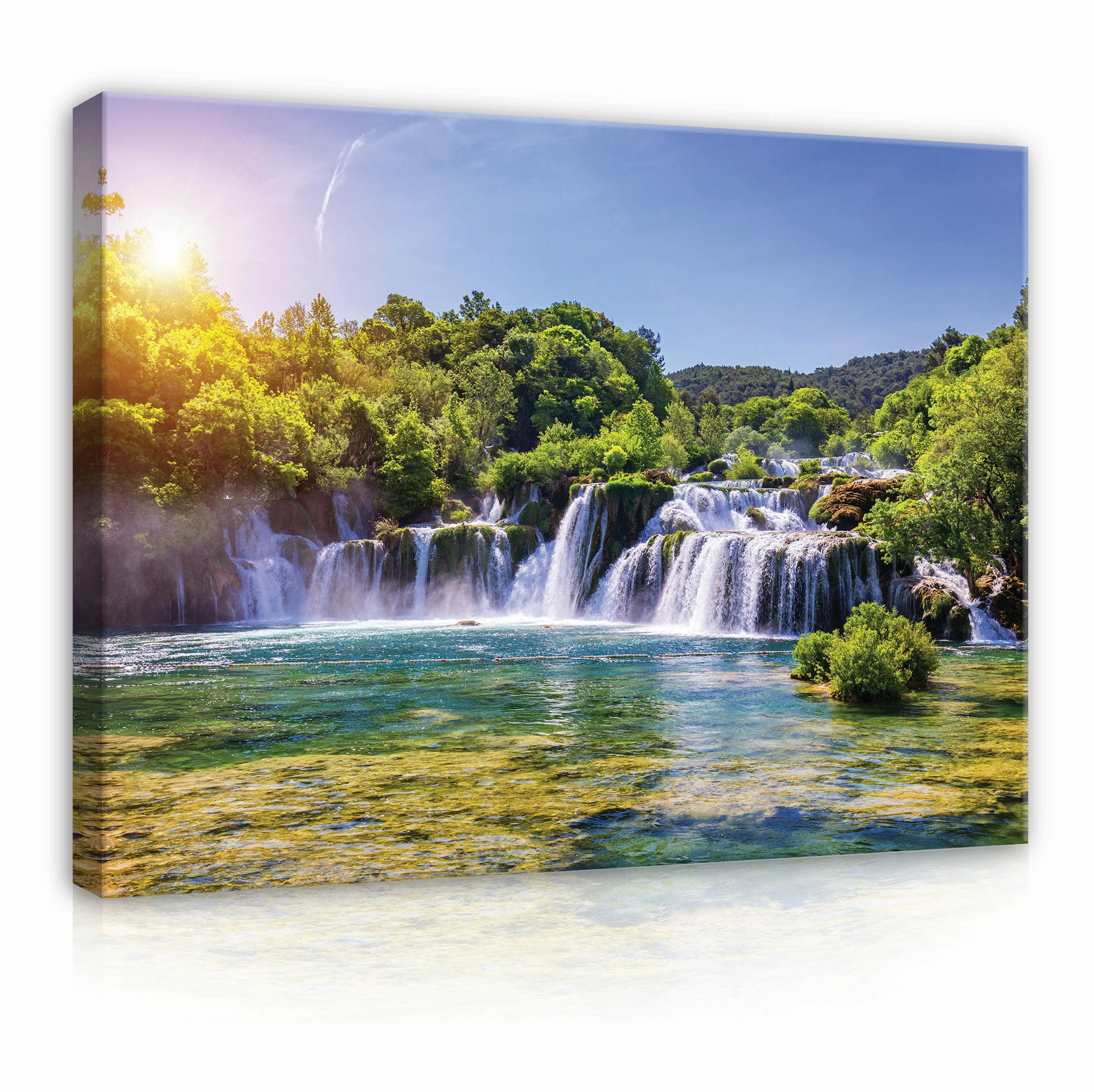 Wallarena Leinwandbild Wasserfall Wald Natur Landschaft günstig online kaufen