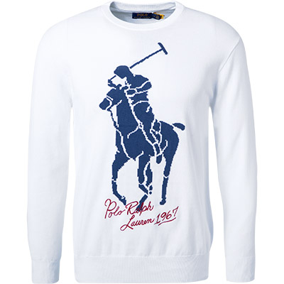Polo Ralph Lauren – Pullover aus Baumwollstrick in Weiß mit großem Polospie günstig online kaufen