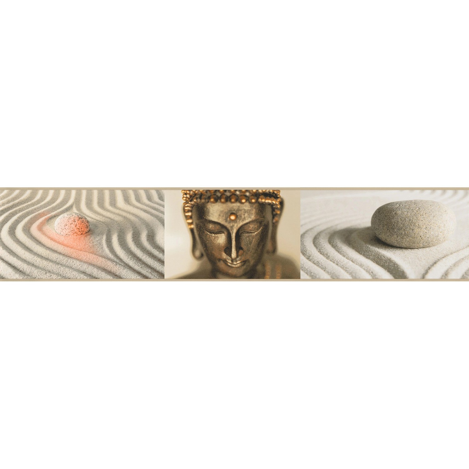 Bricoflor Wellness Tapeten Bordüre Buddha Tapetenbordüre mit Steinen in San günstig online kaufen