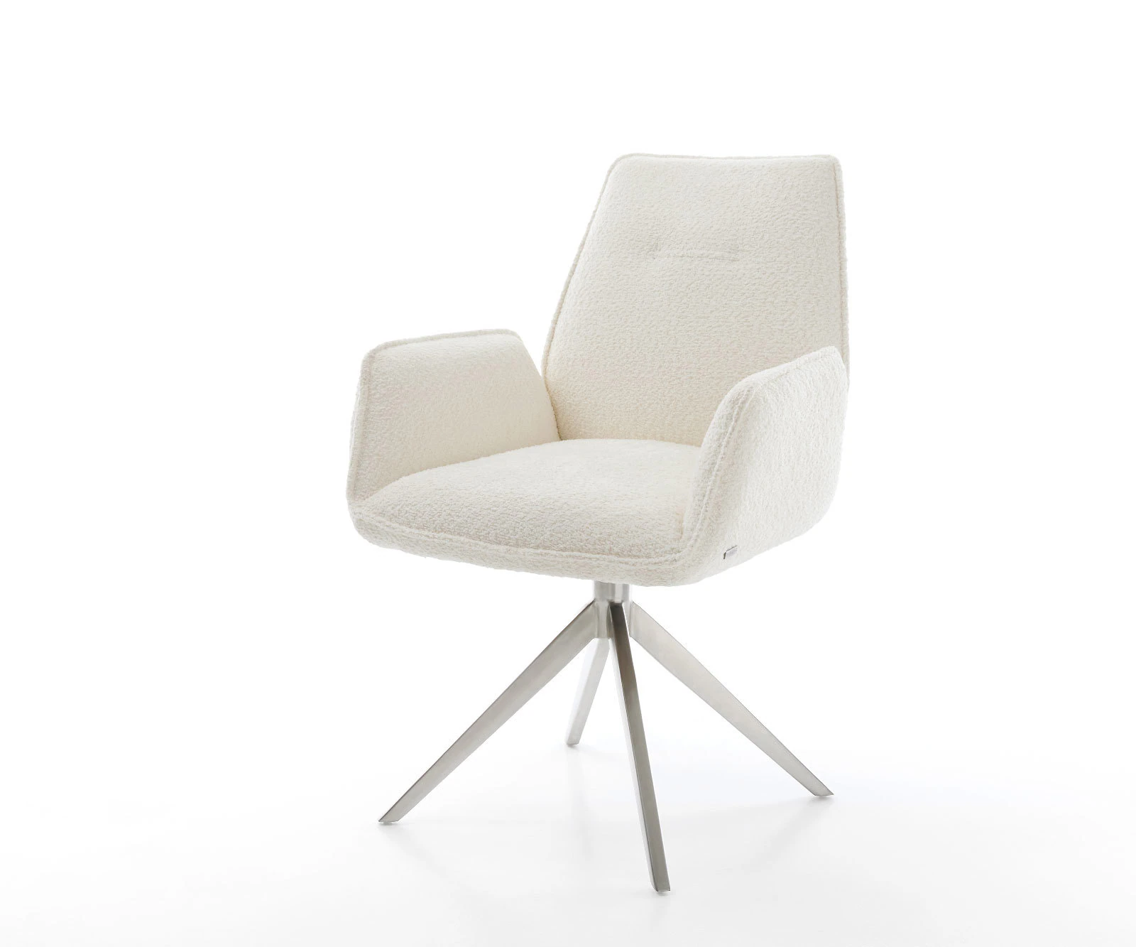 Drehstuhl Zoa-Flex Bouclé Weiß Kreuzgestell breit Edelstahl 360° drehbar Wi günstig online kaufen